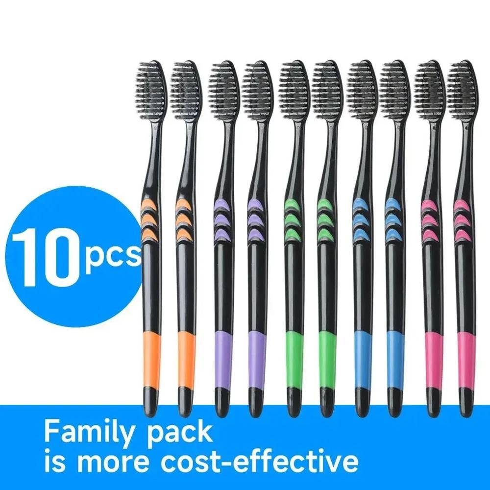 10Pcs Family Pack Bamboo Charc - Bamboo Toothbrush recension och pris