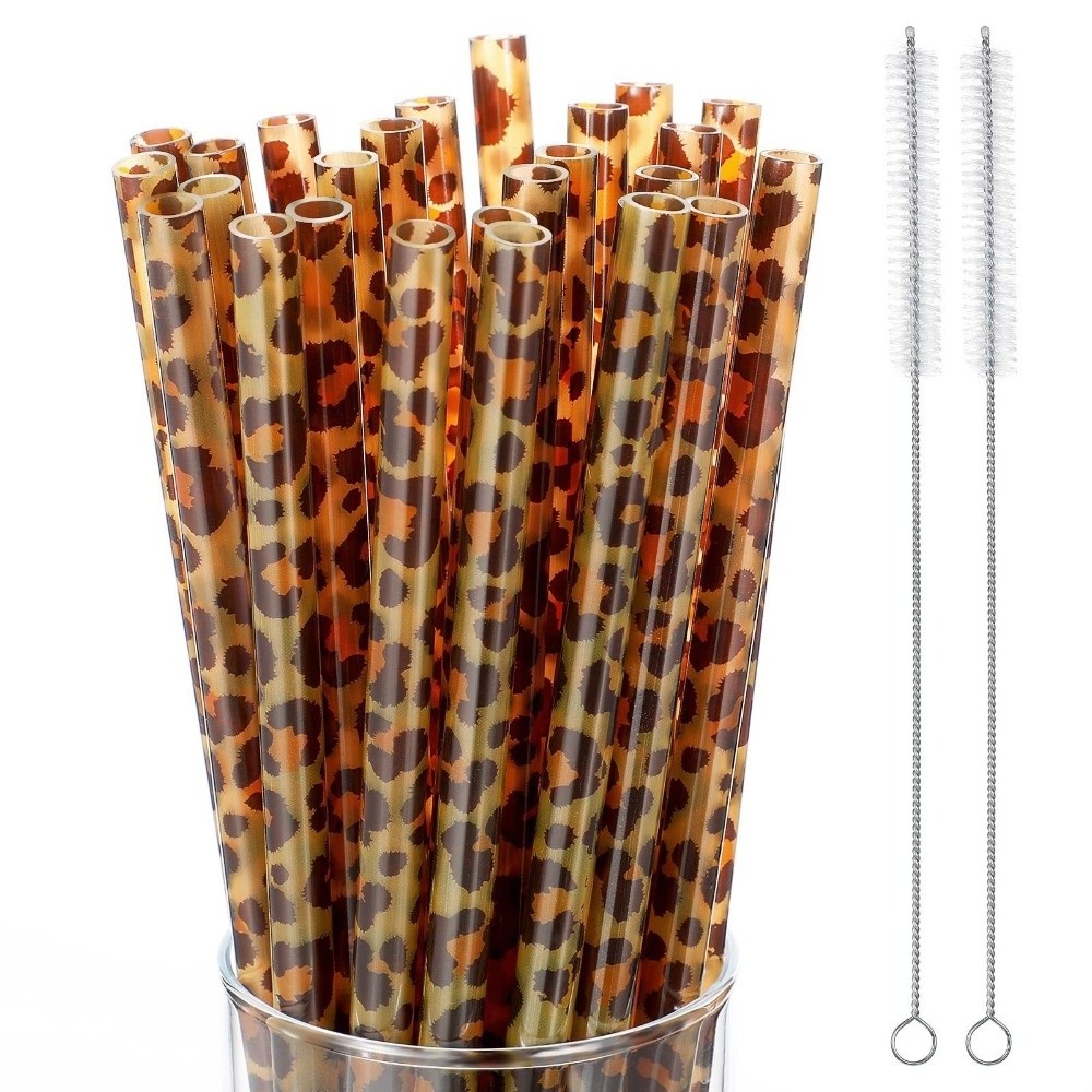 Trendy Leopard Print Drinking  - Reusable Straw recension och pris
