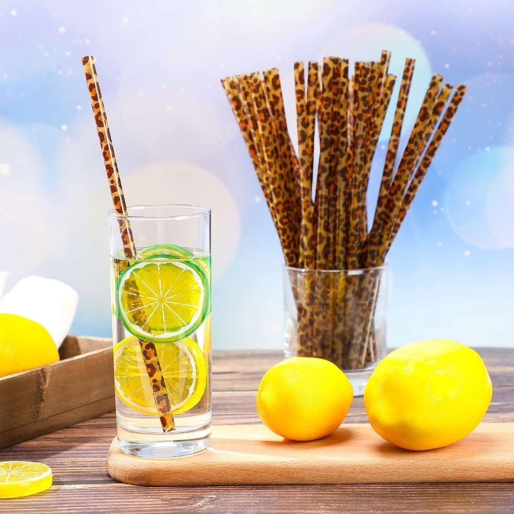 Trendy Leopard Print Drinking  - Reusable Straw recension och pris