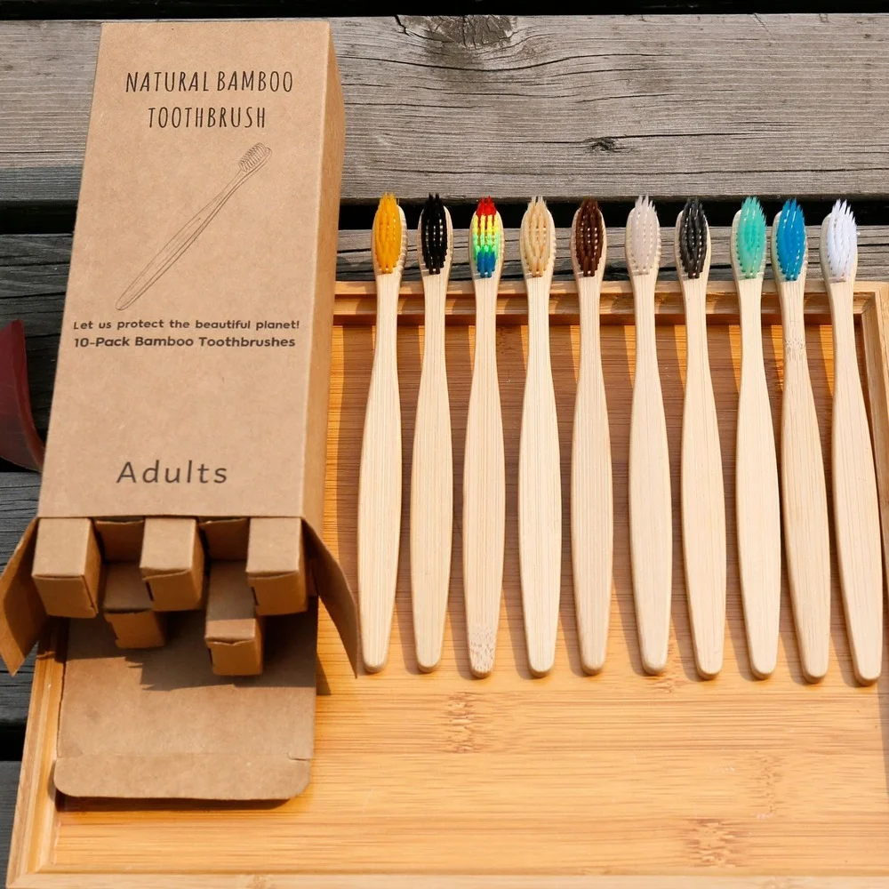 10PCS Colorful Toothbrush Natu - Bamboo Toothbrush recension och pris