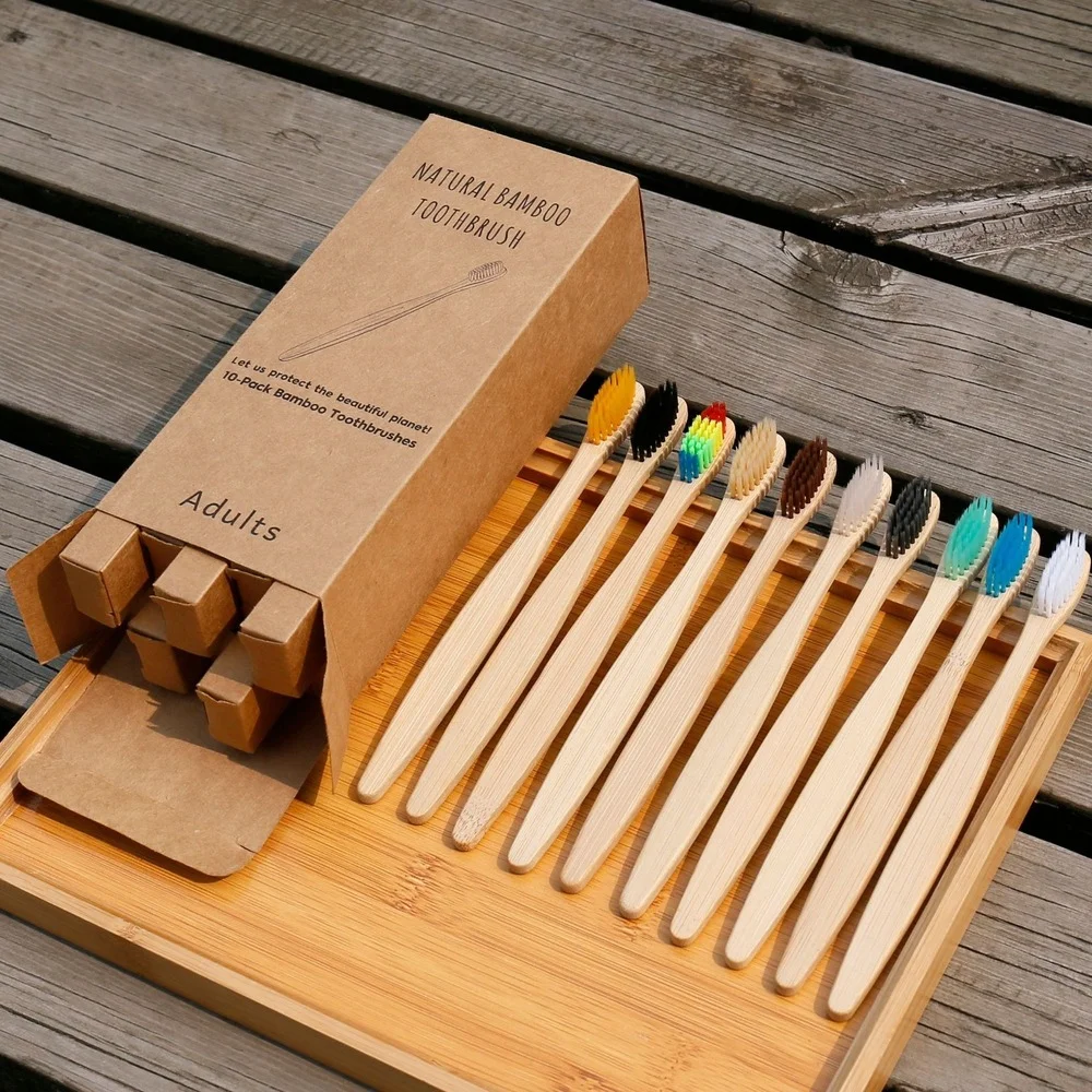 10PCS Colorful Toothbrush Natu - Bamboo Toothbrush recension och pris