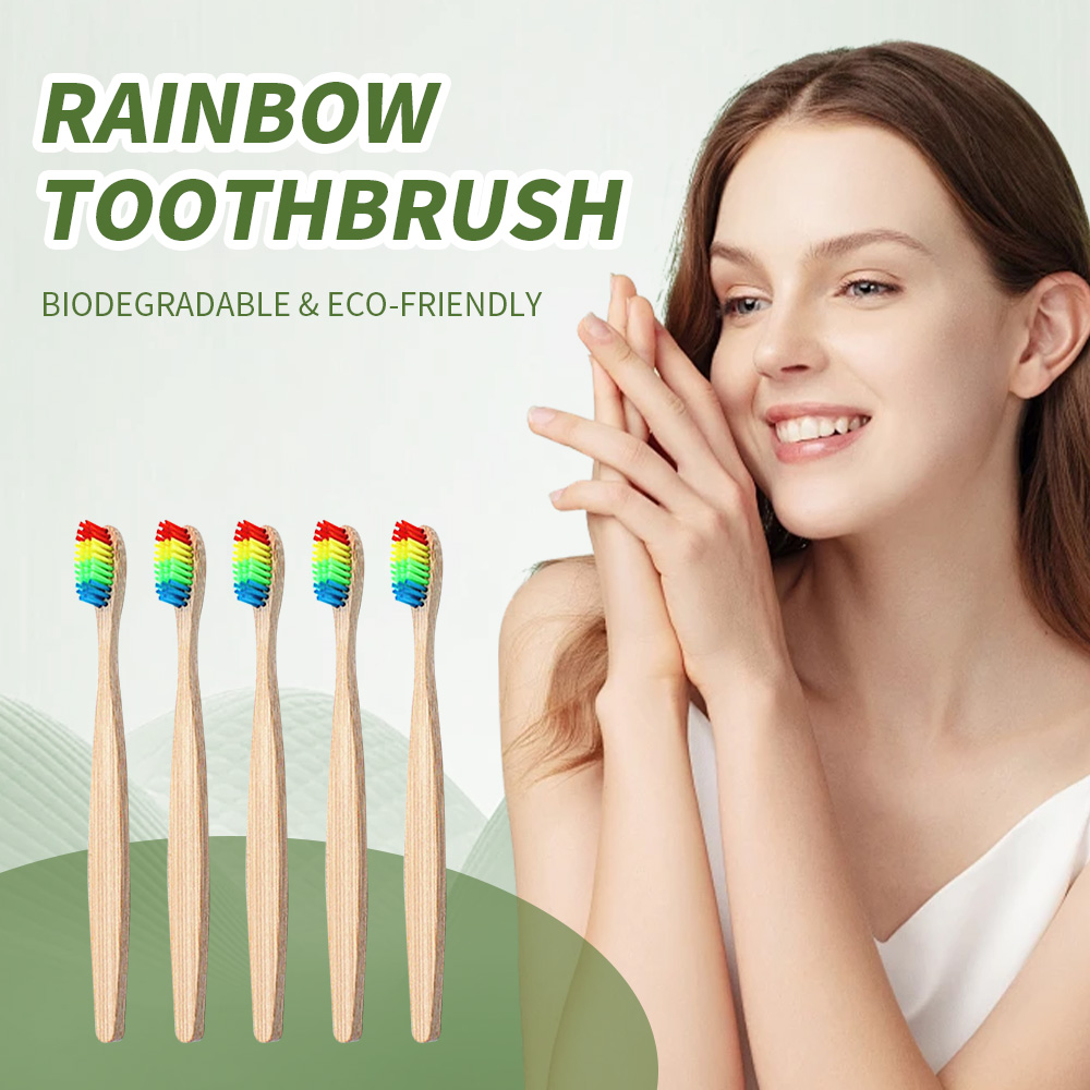 10 Pack Rainbow Bamboo Toothbr - Bamboo Toothbrush recension och pris