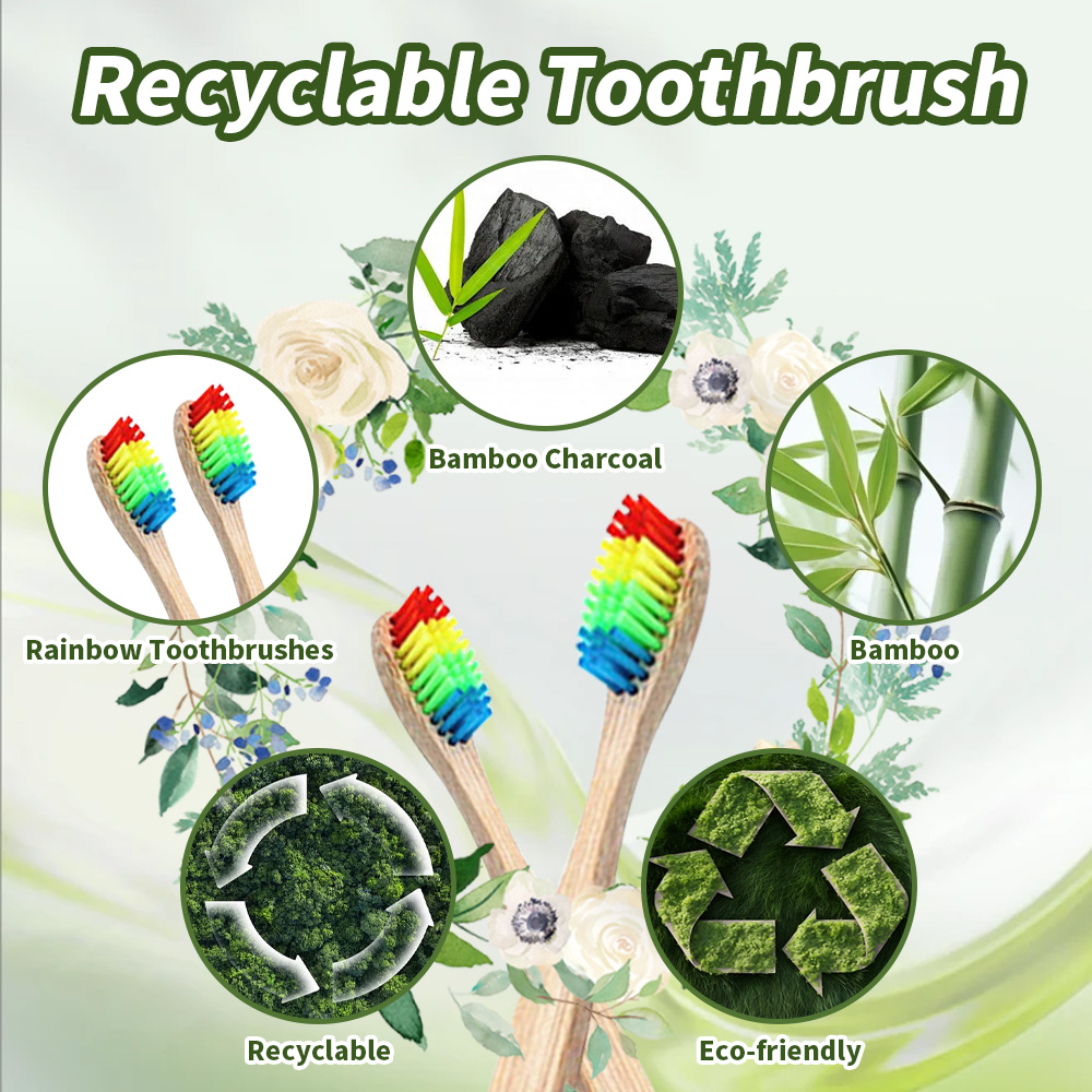 10 Pack Rainbow Bamboo Toothbr - Bamboo Toothbrush recension och pris
