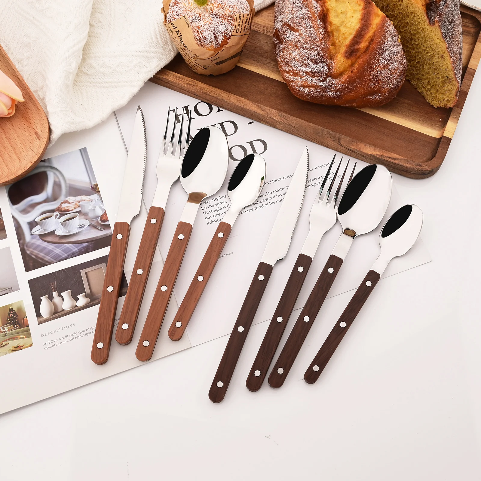 5/20Pcs Imitative Wood Silver  - Bamboo Cutlery recension och pris