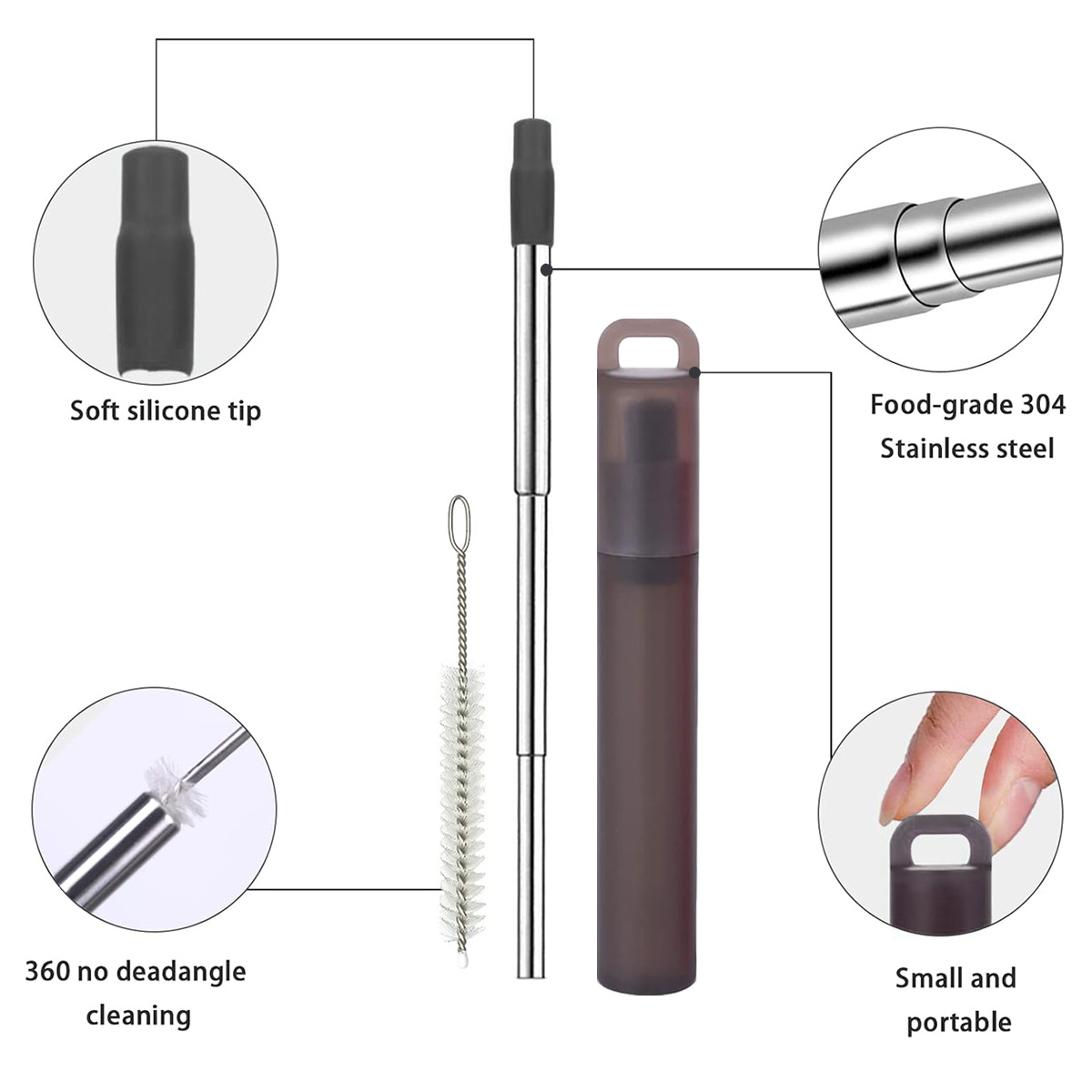 Stainless Steel Reusable Colla - Reusable Straw recension och pris